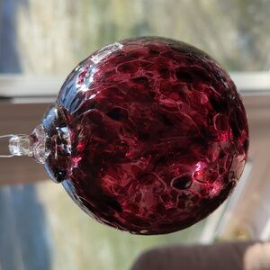 Iron Art Glass Hand Blown Red Witch Ball 6 Inch. NWT